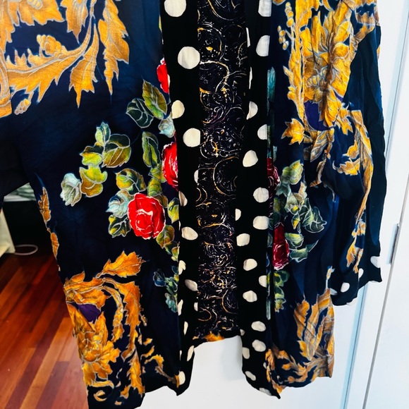 CAROLE LITTLE Black Blazer with Gold Polka Dot and Floral Design - SZ Large - Picture 4 of 6